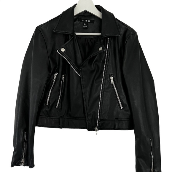 Black Faux Leather Moto Jacket – Rock Chic Coat - Picture 3 of 7
